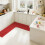 Kitchen Corner Sink Mat L-Shaped Absorbent Anti-Slip Red 1