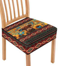 Fundas para sillas de comedor con diseño de mariposa azteca y girasol de las tierras altas: fundas lavables y protectoras compatibles con sillas