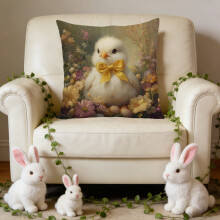 Paas- en lentethema sierkussenhoes met boerderijmotief – Lammetjes, koeien en bloemen, geschikt voor standaard kussens
