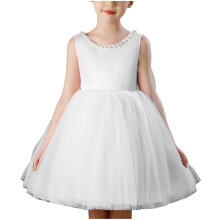 Vestido de princesa de satén y tul para niñas, ideal para bodas, fiestas infantiles, bailes de graduación, vestidos blancos para niñas de 5 a 6