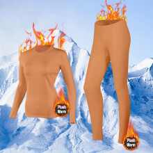 Conjunto de ropa interior térmica ajustada para mujer asdoklhq, pantalones ajustados lisos para mujer, conjuntos de ropa interior térmica, naranja