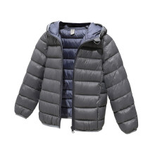 Giacca invernale imbottita con cappuccio per bambini e bambine, leggera, colore grigio, 4-5 anni.