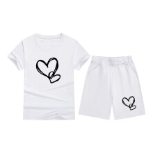 Mädchen 2-teiliges Sommeroutfit, Kinder Kurzarm-T-Shirt und Shorts mit elastischem Bund, Bekleidungsset, Weiß, 6-7 Jahre