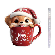 Acrylic Coffee Cup Christmas Ornament Animal Design 1 Piece