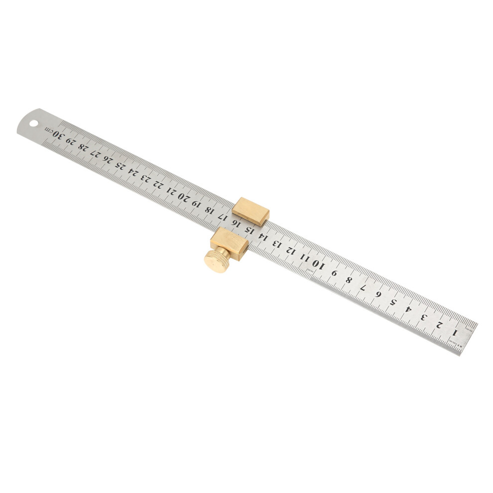 Durable Steel Ruler For Woodworking Positioning Block With Line Scriber 300Mm 8701388304927