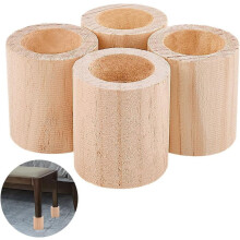 Lot de 4 rehausseurs de lit cylindriques en bois, hauteur 3,8 cm, dimensions 5,6 cm x 6,9 cm, compatibles avec la peinture DIY, canapé, fauteuil,