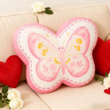 Schmetterlings-Dekokissen für Weihnachten & Valentinstag – Weiches Plüschkissen, 29 x 23 cm, Rosa, Doppel-Feiertagsdesign