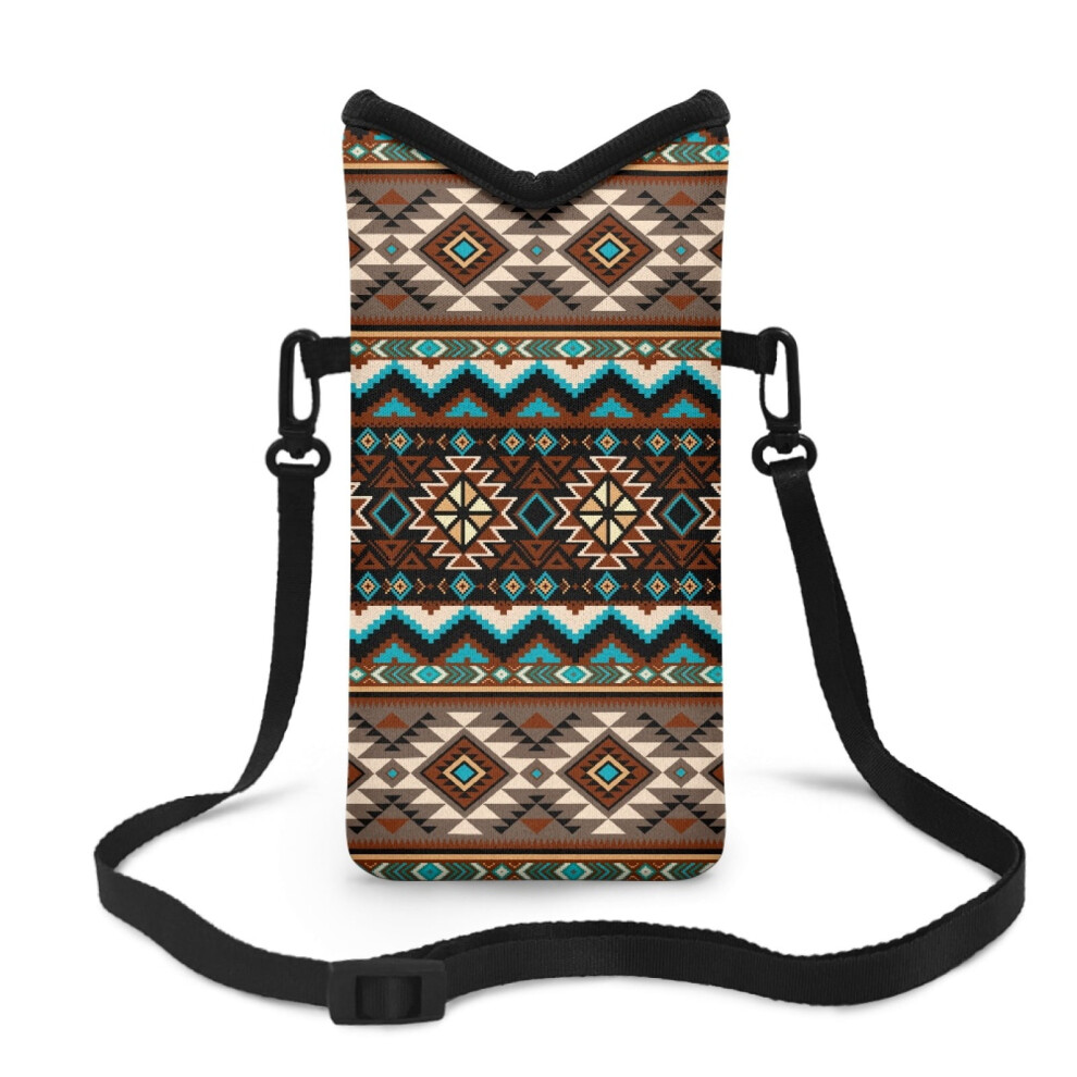 Shockproof Neoprene Phone Sleeve With Hook & Loop, Adjustable Strap, 4X8", Tribal Flower Pattern Â Compatible With Most Phones 9482726190738