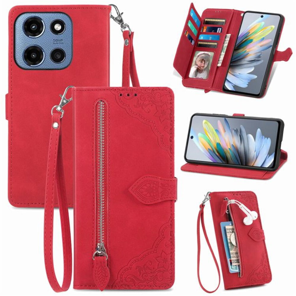 Motorola Moto G 2025 6.7" Wallet Case Â Pu Leather Magnetic Flip With Lanyard, Wristlet & Zipper Card Holder Â Compatible With Motorola Moto G 9482726191834