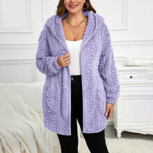 Giacca da donna in pile con cappuccio e cerniera, caldo cappotto termico in stile orsacchiotto con tasche – Adatto alle giornate fredde