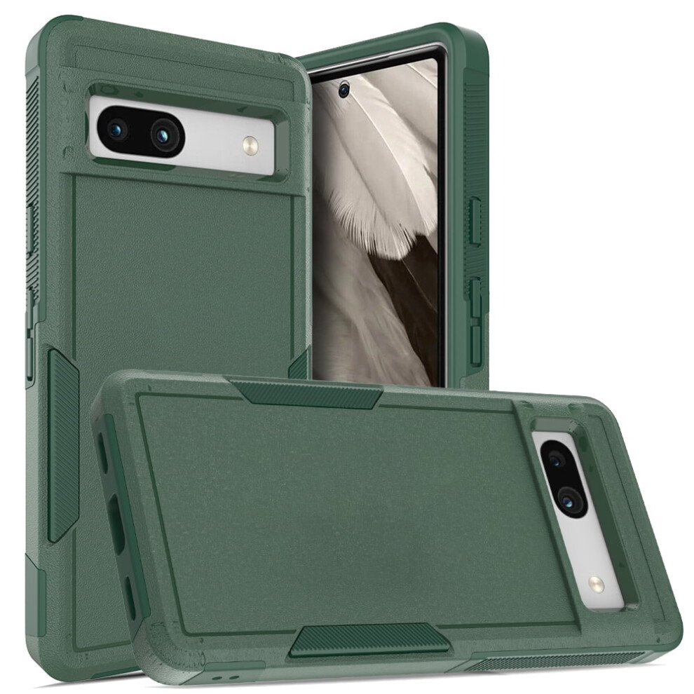 Defender Case For Google Pixel 7A – Heavy-Duty 1-In-1 Rugged, Dustproof, Shockproof, Non-Slip Protective Cover, Green 9482726192107