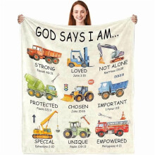 Christian Throw Blanket for Women – "God Says I Am" Inspirational Gift, Coquette Pink Bow Bible Verse Blanket, Compatible with Christmas & Birthday