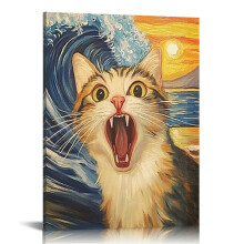 Funny Cat Mural Famous Art Poster Cute Cat Wall Decor Art Aesthetic Print 16x20 in
