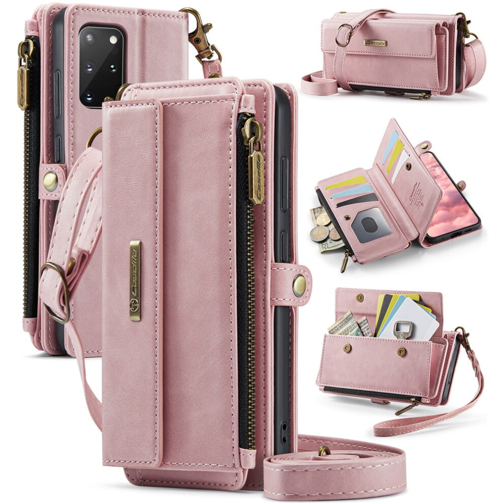 Caseme Wallet Case For Samsung Galaxy S20 Plus 5G Â Rfid Blocking Pu Leather Flip Cover With Kickstand, Wrist Strap & Card Slots, Pink 9482726191810