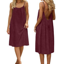 Lässige Kleider für Damen, Sommer, ärmellos, rückenfrei, Camisole-Kleid, mittellang, Spaghettiträger-Maxikleid, fließendes Kleid, Strandkleid