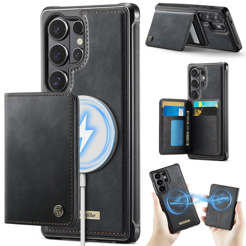 Case For Samsung Galaxy S26 Ultra 5G: Rfid-Blocking, Magsafe-Compatible, Detachable 2-In-1 Wallet With Kickstand, Pu Leather, Black 9482726194330
