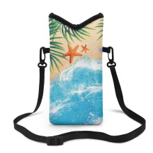 Malá crossbody taška na telefón, neoprénové puzdro na rukáv, nárazuvzdorná, zapínanie na suchý zips, 10 x 20 cm, dizajn s plážovou