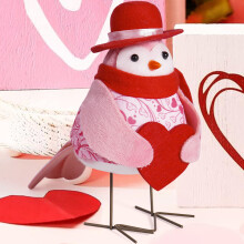 Statue décorative d'oiseau en tissu pour table – Ornement de Noël, Saint-Valentin, maison, cuisine, bureau, étagère et fête (Compatible avec