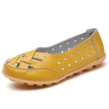 Mocassins ortopédicos Willtoo em couro respirável, mocassins ortopédicos femininos, sapatos ortopédicos femininos amarelos US-10 (EU-43)