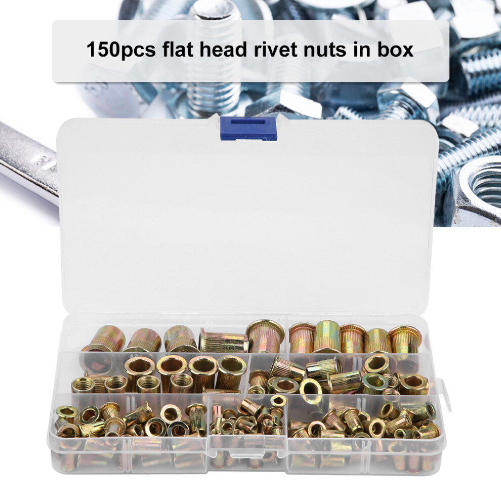 150pcs Carbon Steel Flat Head Rivet Nuts M3-M12