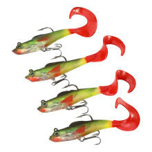 Pike Musky Dawg Fishing Soft Lures Set, 4Pcs/Set Lifelike Swim Baits With Super Sharp Hooks And3D Fish Eyes