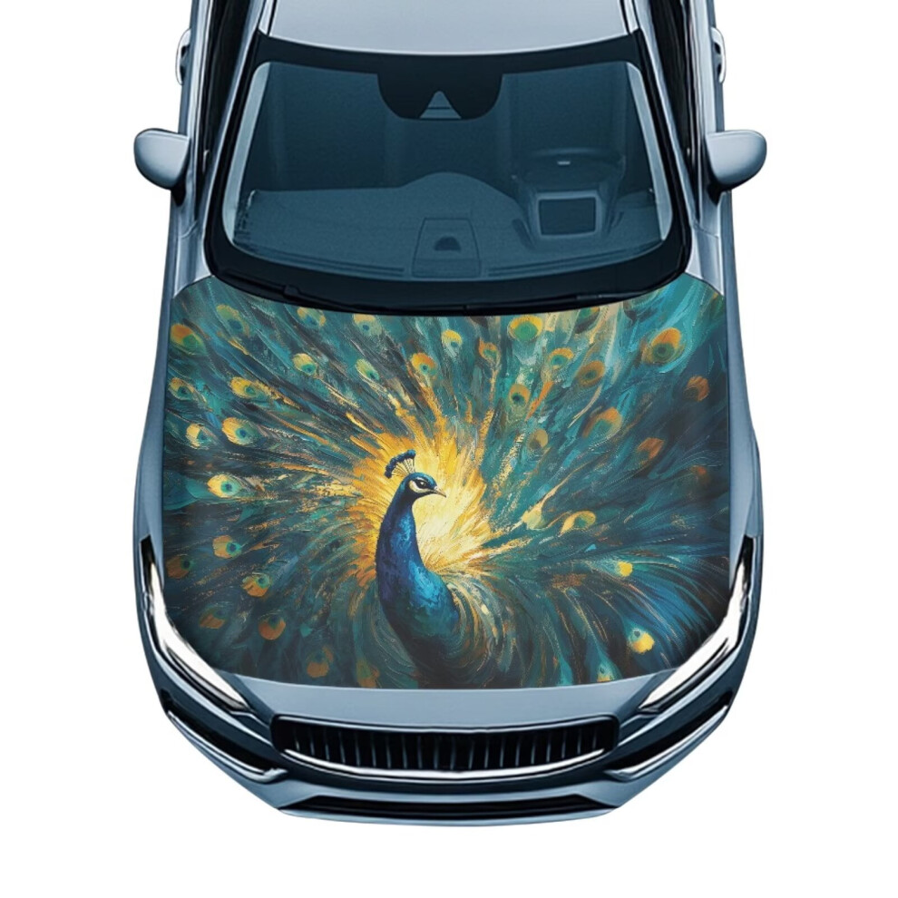 Car Hood Cover Peacock Print Car Hood Protective Auto Hoods Stretchable Universal Auto Accessories For Most Automotive Trucks Pickup Suv 9327961799264