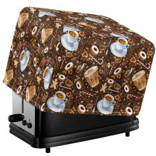 Coffee Cookies Print 2 Slice Toaster Cover, Small Appliance Protector with Adjustable Drawstring, Water-resistant Toaster Oven Dust Cover for Kitchen