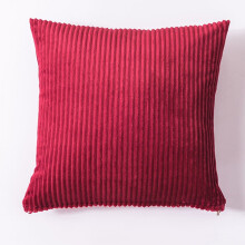 Set of 2 16x16in Red Corduroy Throw Pillows, Soft Square Modern Striped Cushions for Living Room, Sofa, Bedroom, Car & Office Decor
