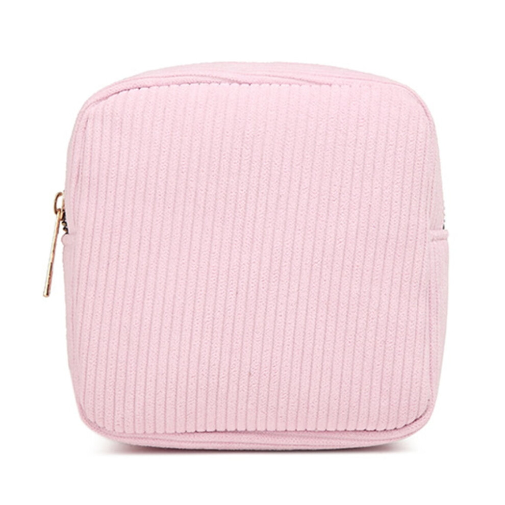 Corduroy Makuep Bag Small Coin Purse Fashionable Solid Color Zippered Cosmetic Storage Toiletry Case for Women