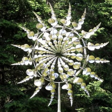 Garden Spinner, Metal Wind Spinner with Ball Bearing Construction for Effortless Spinning, Unique Design for Patio and Lawn, Stable Stake for