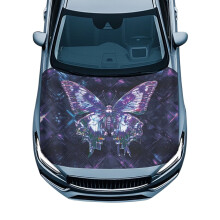 Waterproof Purple Butterfly Car Hood Cover, 59"x39", Compatible with Most Sedans, Trucks, Pickups & Sports Cars
