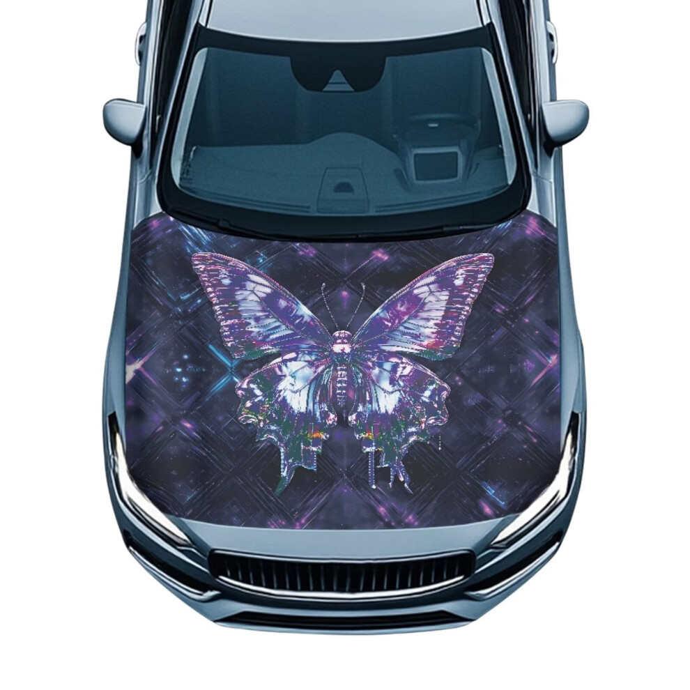 Waterproof Butterfly Car Hood Cover, 59"X39", Compatible With Most Sedans, Trucks, Pickups & Sports Cars Purple 9327961796690