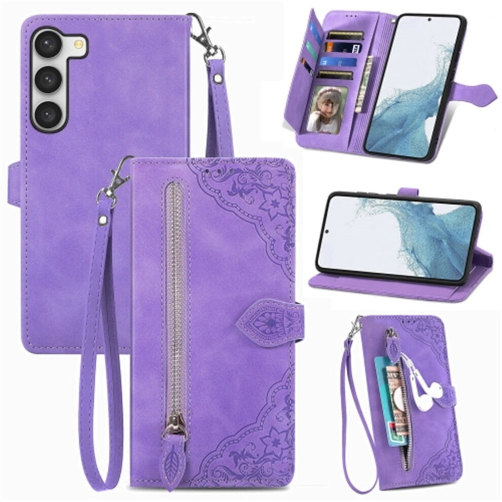 Compatible With Samsung Galaxy A23 5G 6.6" Pu Leather Magnetic Flip Wallet Case With Lanyard, Wristlet & Zipper Card Holder 9353595708112