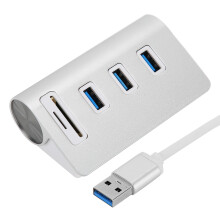3-Port USB3.0Hub, MODERN ALUMINUM Construction with Easy To Use Plug and Play Functionality, Ideal for OS X and PC Users with CARD READER SLOTS