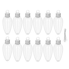 6/12/24Pcs 35ml Christmas Pendants with Screw Off Cap Fillable Clear Plastic Christmas Tree Light Bulb Hanging Decor for Party