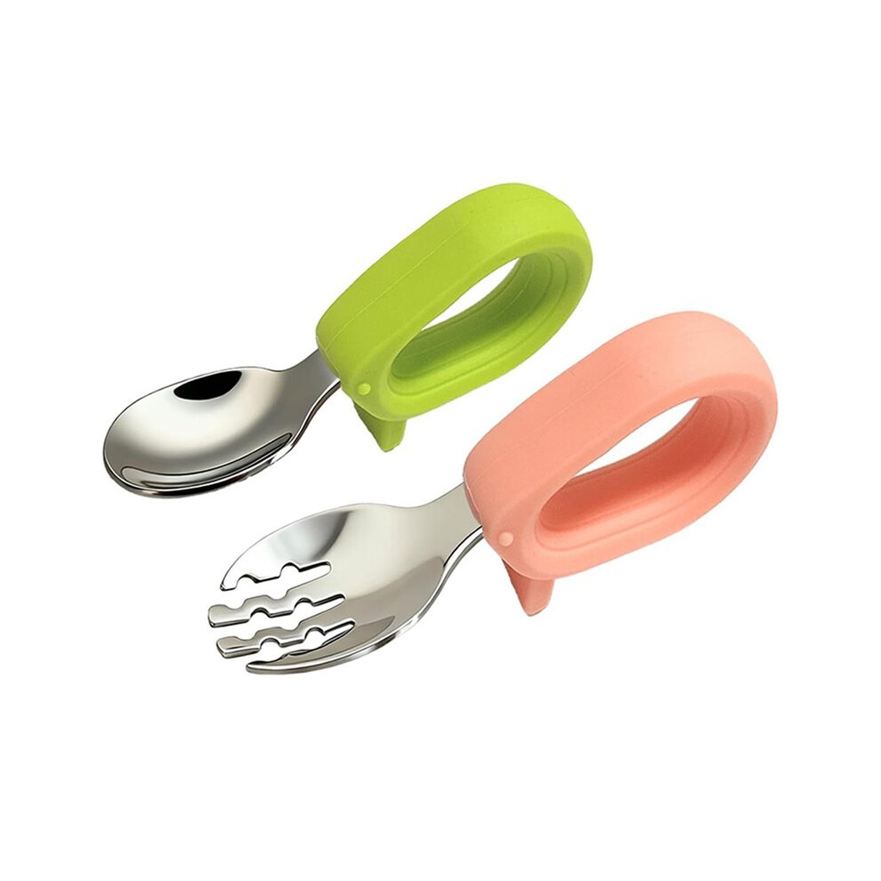 Toddler Utensils Set with Stainless Steel Baby Forks and Spoons, Silicone Handles, Portable Case, Dishwasher Safe