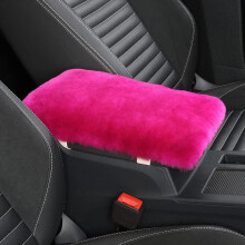 Fluffy Shearling Armrest Cover 7x13", Deep Rose, Compatible with Most Car Center Console Arm Rests