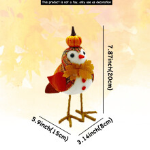 Statuetta di uccello a forma di zucca con foglia d'acero - Decorazione da appendere alla finestra, 20x8x15 cm, ornamento autunnale/di Halloween,