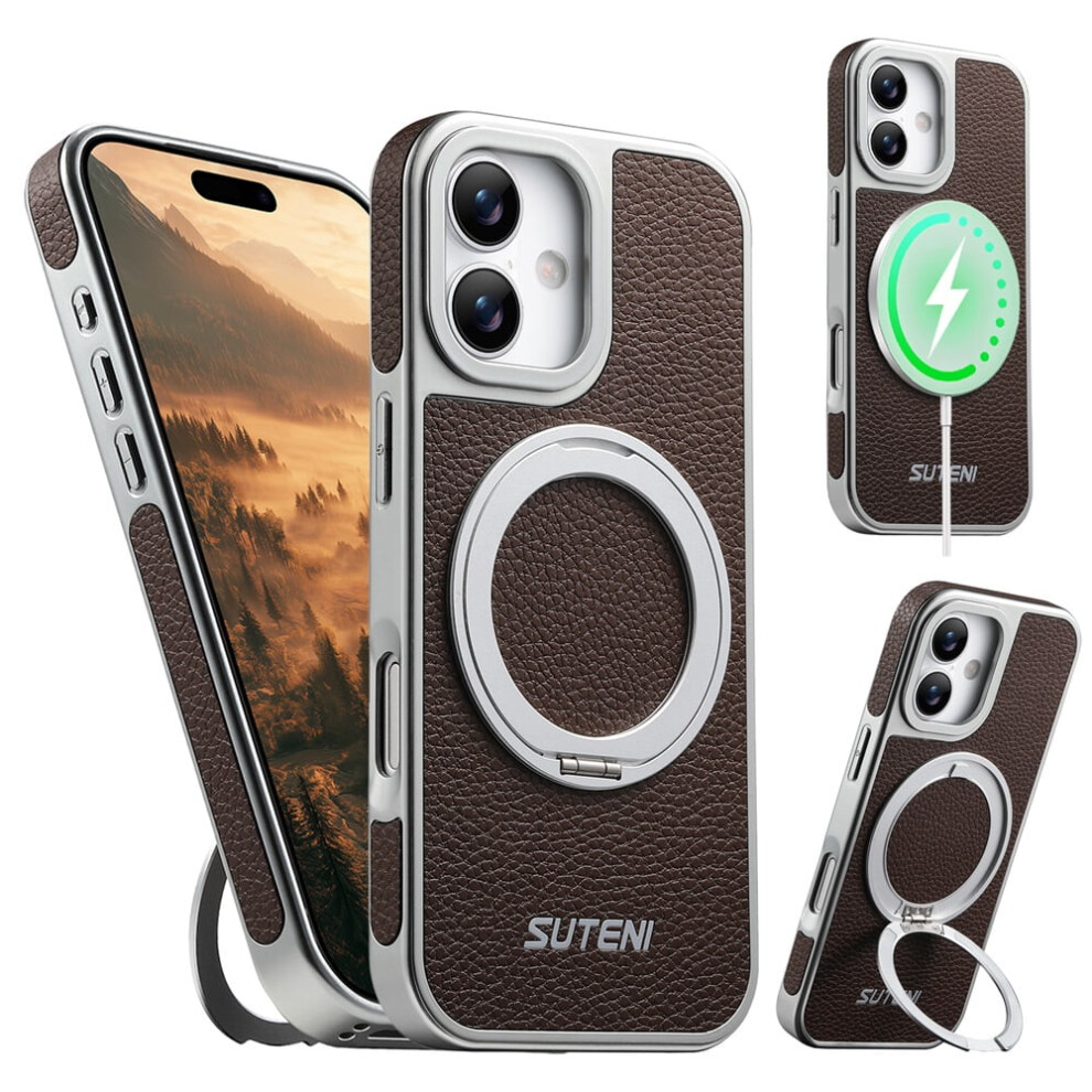 Leather Iphone 17 Case With Magsafe And 360 Rotating Ring 9066521624683