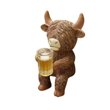 3,54 inch mini Schotse hooglandkoe ornament – 3D drinkdecoratie voor boerderij, tuin, keuken, kantoor, etagère – Koeiencadeau voor vrouwen en