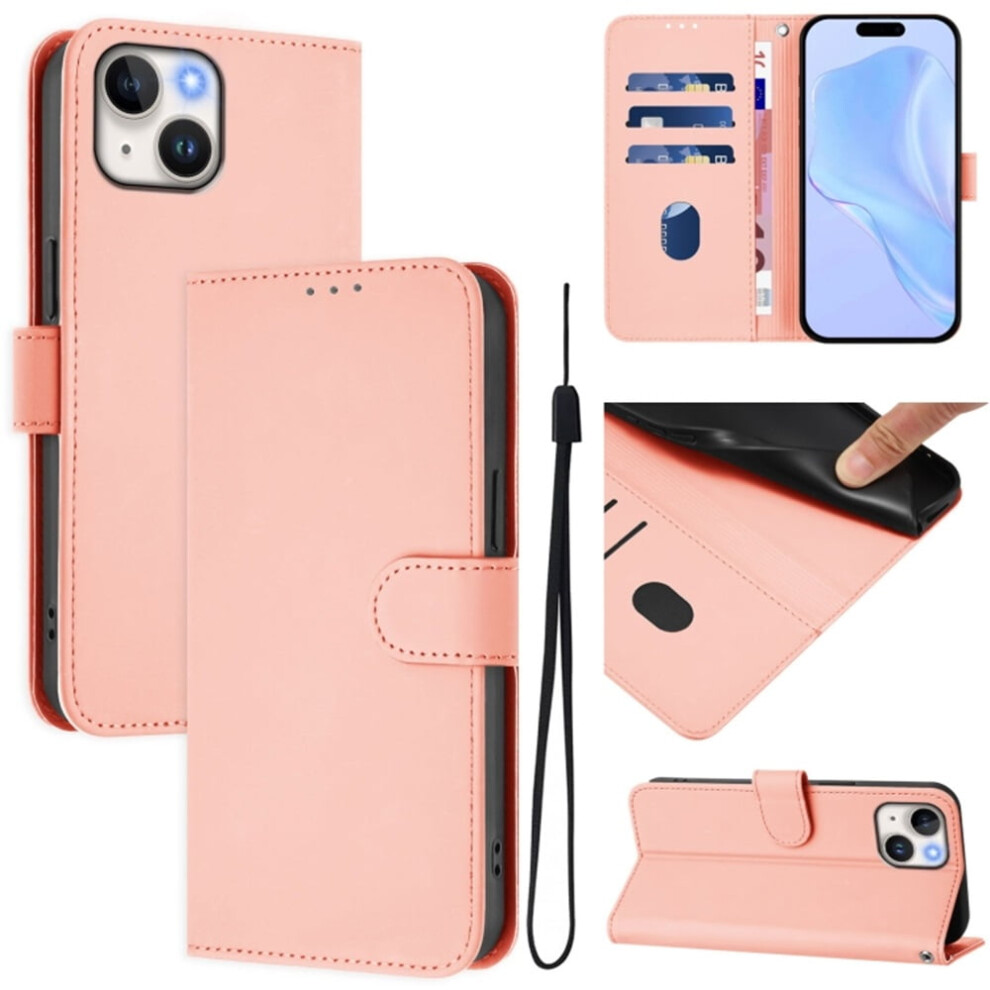 Pu Leather Wallet Case Compatible With Iphone 13 Â Magnetic Flip Folio, 3-Card Holder & Wrist Strap, Pink 9193271151616