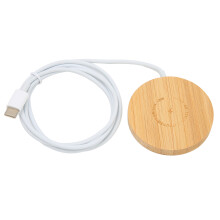 Mini Size & Convenient Life Wireless Charger, Bamboo Wood Cell Phone Wireless Chargers10W Power Fast Charging Station with Charging Cable for