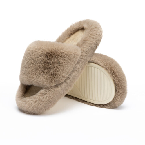 Γυναικείες παντόφλες Memory Foam Fuzzy με αντιολισθητική σόλα, επένδυση από τεχνητή