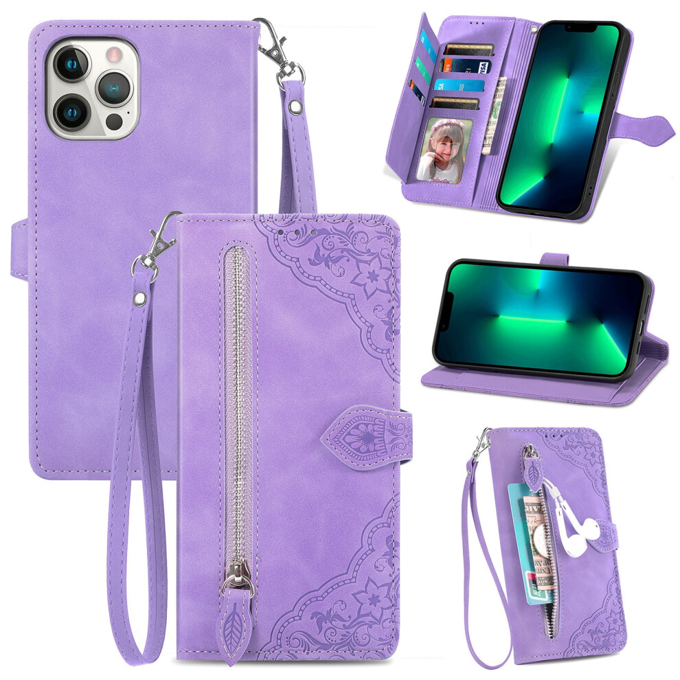 Pu Leather Magnetic Flip Wallet Case For Iphone 16 Purple 975221360250