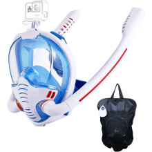 Snorkeling Mask, Double Tube Silicone Full Dry Diving Mask Adult Swimming Mask Diving Goggles Self Contained Underwater Breathing