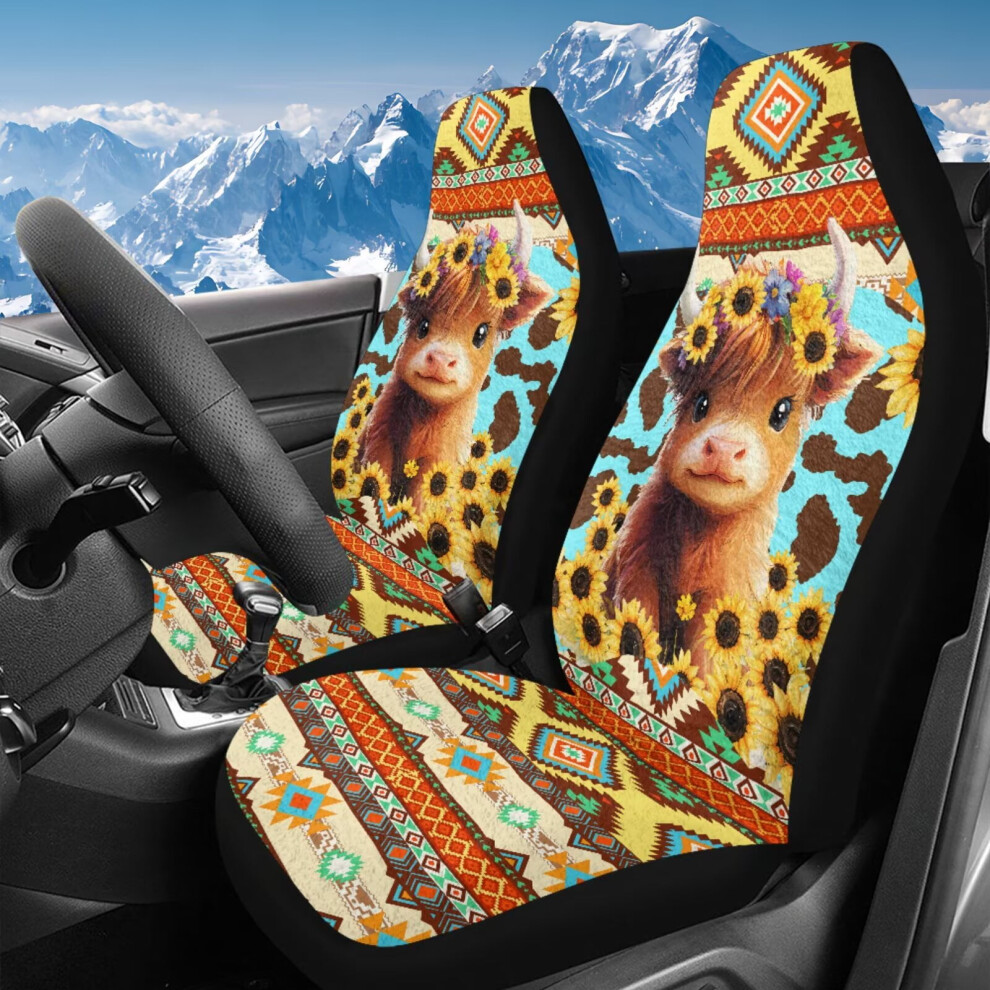 Front Car Seat Covers, Southwest Aztec Design, Easy Install, High Back Bucket Style, For Auto/Trucks/Van/Suv Â 2 Packs Coral 9327961794870