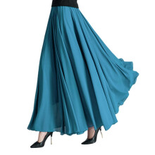 Women 2 Layers Chiffon Lyrical Dance Long Skirt for Latin Ballet Performances