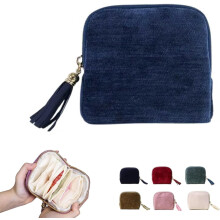 Travel Jewelry Case | Jewelry Zippered Pocket Bag Portable Organizer, Velvet Jewelry Storage Pouch for Bracelet, Rings & Earrings