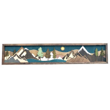 Stampe su tela geometriche di montagne, stile sofisticato con texture vintage per l'arredamento dello studio, maestose viste di montagne, arte