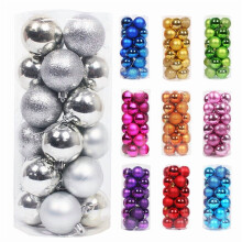 Ensemble de 24 boules de Noël incassables pour sapin de Noël, 40 mm (argent)